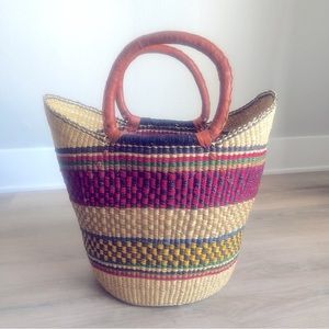 Woven Carry-All Tote Bag with Stripes